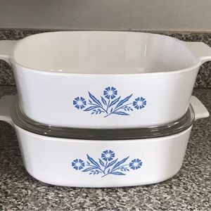 Lot of 2: 2QT Vintage Corning Ware Blue Cornflower A-2-B **Only ONE With LID**